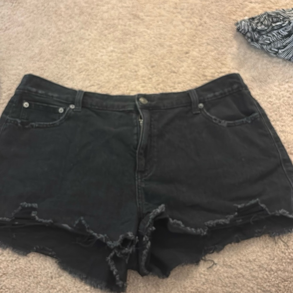 Aerie black ripped jean shorts